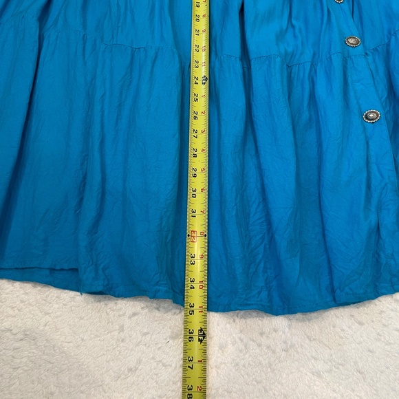 Crazy Cowgirl Maxi Skirt Womens M Blue Tiered Button Western Rodeo - Picture 9 of 9